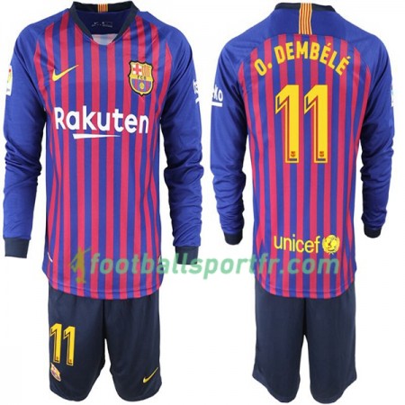 Tenue Barcelone O. Dembele 11 Enfant Domicile 2018-2019 Maillot de Foot ML